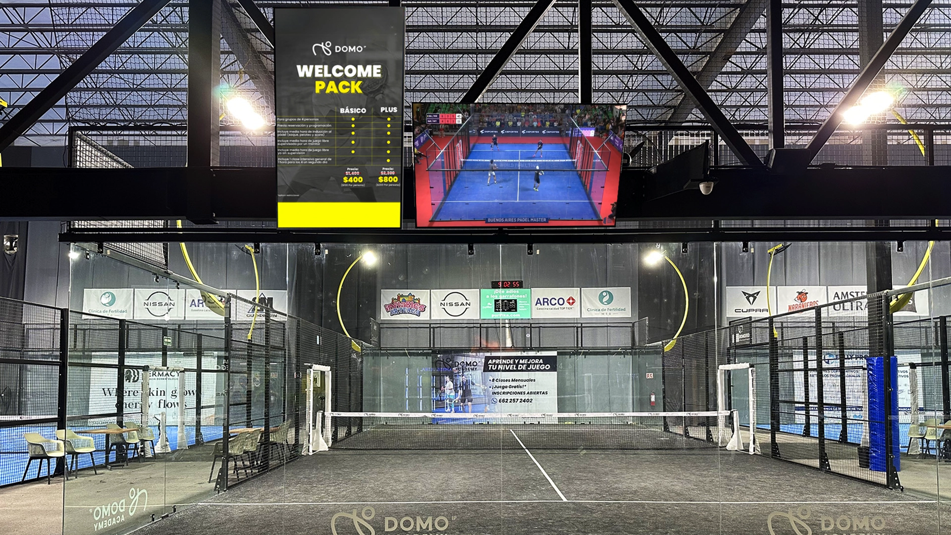 Pantalla en zona de pádel