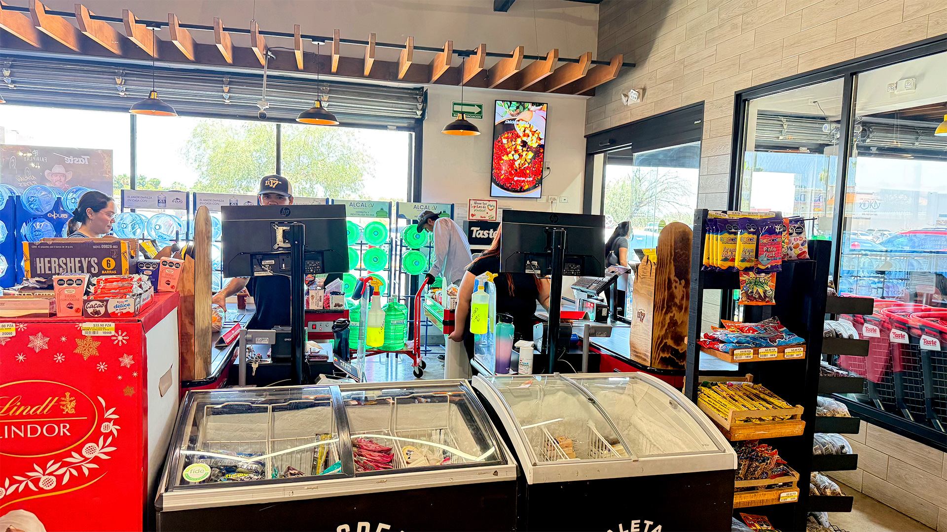 Pantalla en línea de cajas